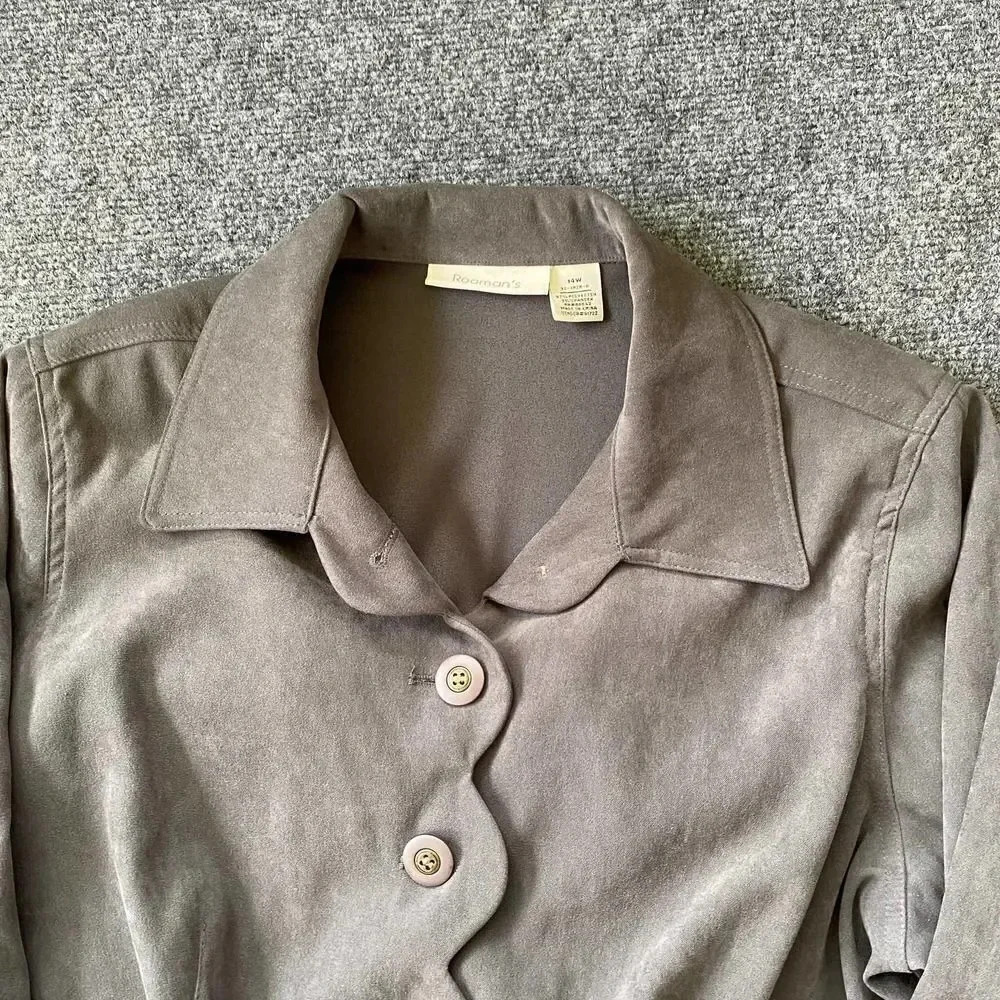 Roamans Womens Plus Shirt Jacket Scallop Hem 14W - Picture 5 of 12